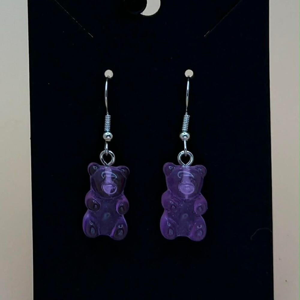 💜 Purple Gummy Bear Drop Earrings 💜